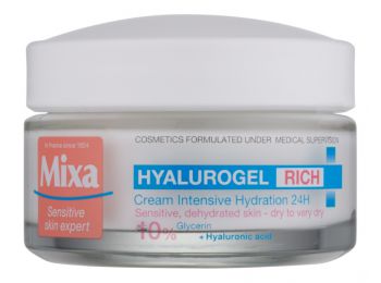Mixa Hyarulogel Rich intenzív hidratáló krém érzékeny és vízhiányos bőrre, 50 ml
