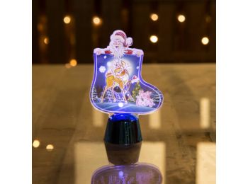 Karácsonyi asztali LED dekor - fényes talppal - csizma - k