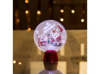 Karácsonyi asztali LED dekor - fényes talppal - mikulás -