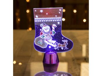 Karácsonyi asztali LED dekor - fényes talppal - csizma - l