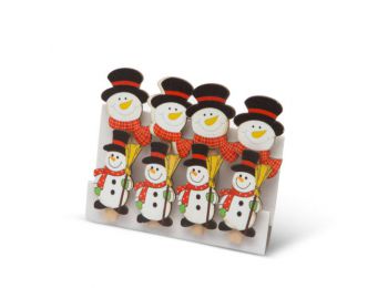 Karácsonyi csipesz szett - hóember seprűvel