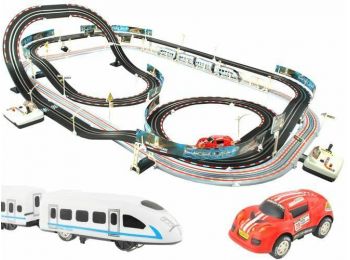 Race track 2 - kétszintes autópálya autóval és vonattal