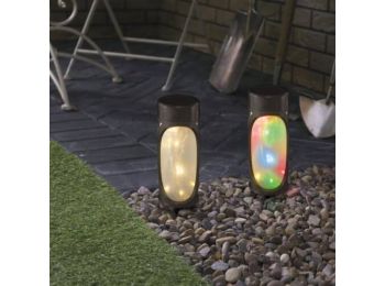 LED-es szolár lámpa - MicroLED - melegfehér + RGB