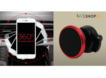 Mágneses autós telefontartó szellőzőrácsra - piros