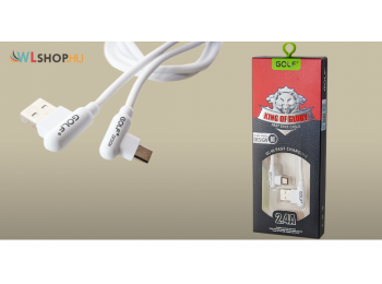 Golf Micro USB kábel 2.4A – adat/töltőkábel – 90°-os fejekkel