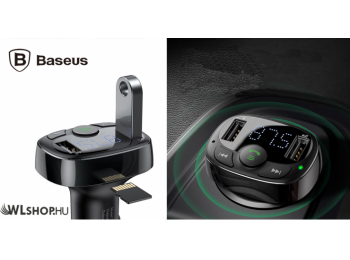 Baseus FM Transmitter, MP3 lejátszó és Bluetooth kihangosító autós töltővel - Fekete