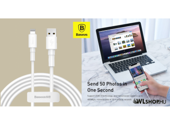 Baseus iPhone Lightning adat/töltő kábel Mini White 2,4A 1m - Fehér