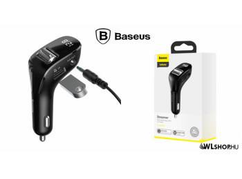 Baseus Bluetooth FM transzmitter és 2USB autós töltő 15W 2A Streamer F40 - Fekete