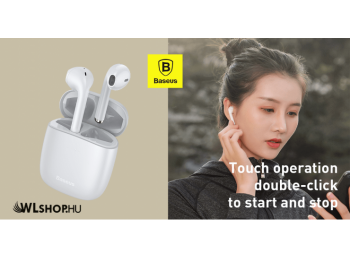 Baseus Bluetooth vezeték nélküli fülhallgató/headset Encok True W04 - Fehér