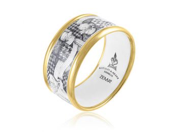 Szász Endre Kövirózsa, arannyal festett porcelán karköt