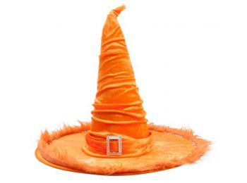 Narancssárga bársony boszorkány kalap 