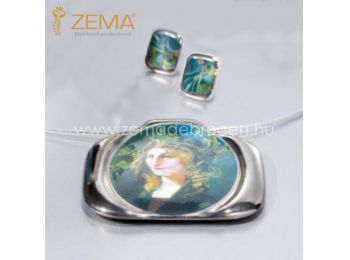 Szász Endre - Barbara, platinával festett porcelán medál