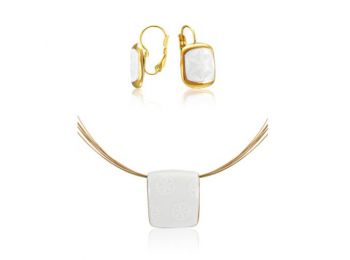 Minimal aranyozott mintás medál szögletes franciakapcsos 