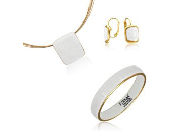 Minimal aranyozott mintás medál szögletes franciakapcsos 