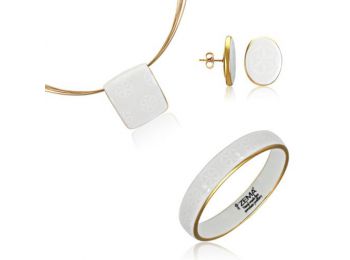 Minimal aranyozott mintás medál ovális bedugós fülbeval