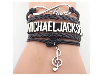 Ötsoros bőr Michael Jackson karkötő
