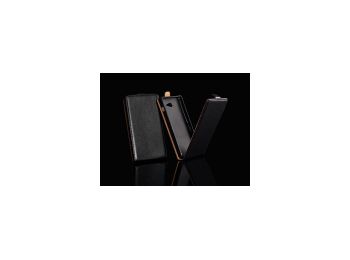Telone Pocket Slim lefelé nyíló fényes bőrbevonatos fliptok HTC One E8-hoz fekete*