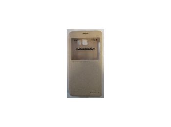 Nillkin Fresh oldalra nyíló hívás mutatós fényes bőrhatású fliptok Samsung N920 Galaxy Note 5-höz arany*