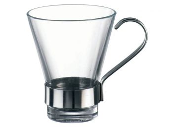 Bormioli üveg cappuccinós csésze fém füllel 3 db/szett