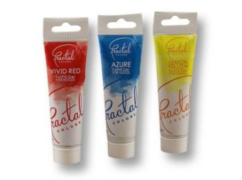 Piros, égszínkék és sárga 3 részes ételfesték gél k