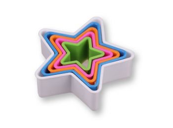 5 db-os színes csillag alakú műanyag süti kiszúró szet