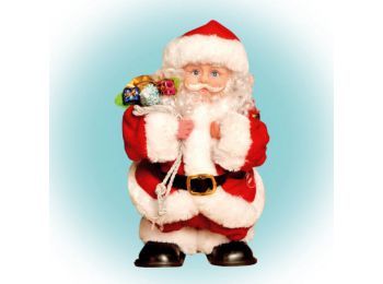Sétáló, zenélő Mikulás, 30cm, 4,5V