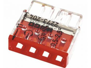 Vezeték összekötő 4x 0-2,5mm2 átlátszó 24A piros