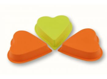 Szív alakú szilikon mini sütőforma 3 db