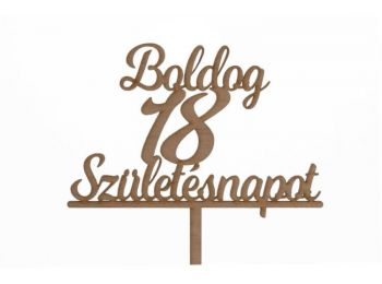 Natúr Boldog Születésnapot 18 feliratos sziluett tortadí