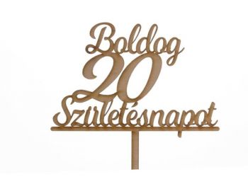 Natúr Boldog Születésnapot 20 feliratos sziluett tortadí