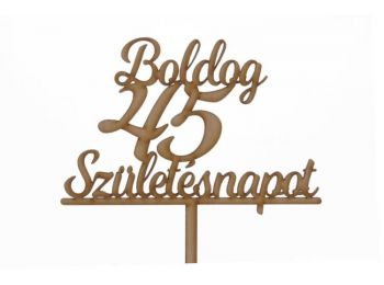 Natúr Boldog Születésnapot 45 feliratos sziluett tortadí