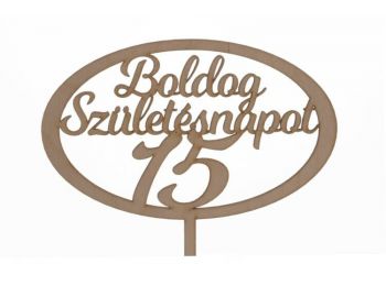 Natúr ovális Boldog születésnapot 15 feliratos sziluett 