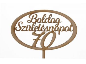 Natúr ovális Boldog születésnapot 70 feliratos sziluett 