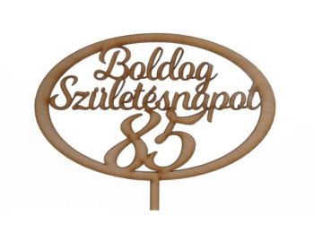 Natúr ovális Boldog születésnapot 85 feliratos sziluett 