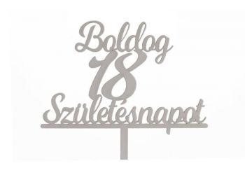 Fehér Boldog Születésnapot 18 feliratos sziluett tortadí