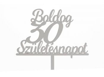 Fehér Boldog Születésnapot 30 feliratos sziluett tortadí