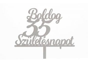Fehér Boldog Születésnapot 35 feliratos sziluett tortadí