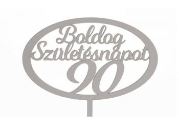 Fehér ovális Boldog születésnapot 90 feliratos sziluett 