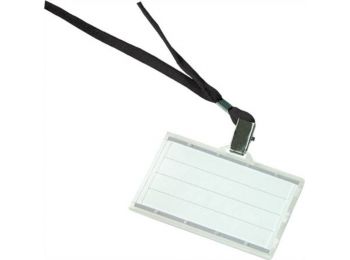 Azonosítókártya tartó, fekete nyakba akasztóval, 85x50 mm, műanyag, DONAU (D8347FK)