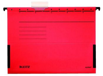 Függőmappa, oldalvédelemmel, karton, A4, LEITZ Alpha, piros (E19860025)