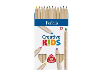 Színes ceruza készlet, háromszögletű, vastag, natúr, I