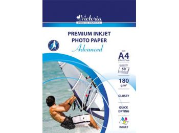 Fotópapír, tintasugaras, A4, 180 g, fényes, VICTORIA Adva