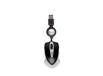 Egér, vezetékes, optikai, kisméret, USB, VERBATIM Go Mini, ezüst-fekete (VE49020)