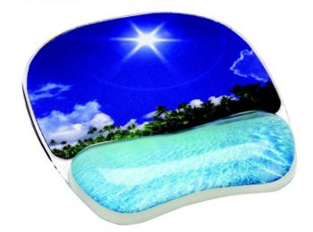 Egéralátét csuklótámasszal, géltöltésű, FELLOWES Photo™ Gel, trópusi strand (IFW92026)