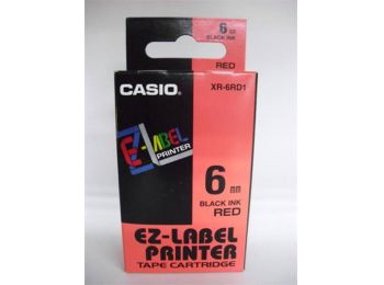 Feliratozógép szalag, 6 mm x 8 m, CASIO, piros-fekete (GCK