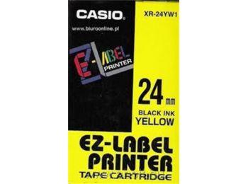 Feliratozógép szalag, 24 mm x 8 m, CASIO, sárga-fekete (G