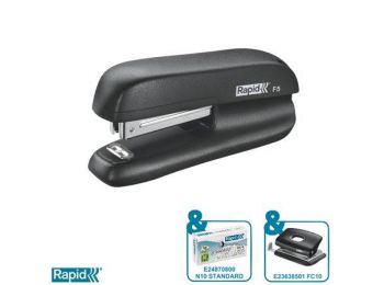 Tűzőgép, mini, No. 10, 10 lap, RAPID F5, fekete (E5000264