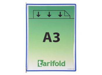 Bemutatótábla, A3, acélkeretes, álló, TARIFOLD, kék (T
