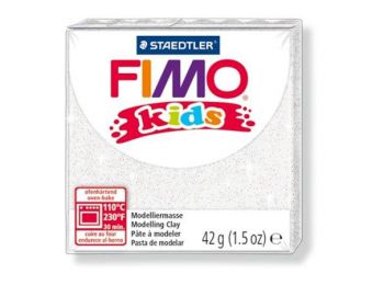 Gyurma, 42 g, égethető, FIMO Kids, glitteres fehér (FM8030052)