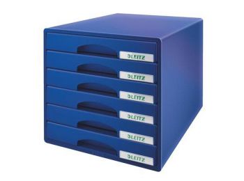 Irattároló, műanyag, 6 fiókos, LEITZ Plus, kék (E521200